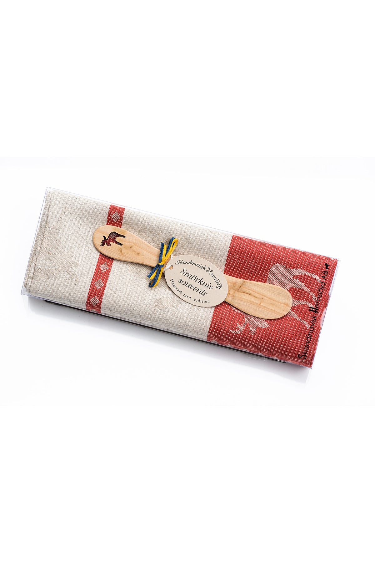 Geschenkverpackung Handtuch / Buttermesser | Elch, rot