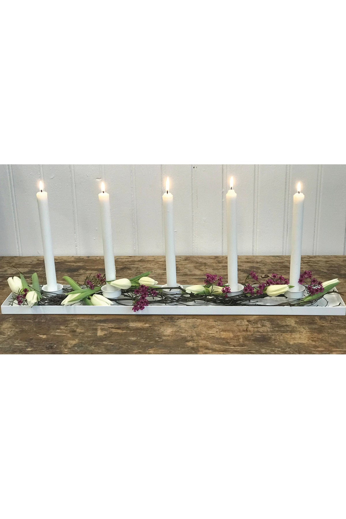 Kerzenständer weiß | 76x12 cm