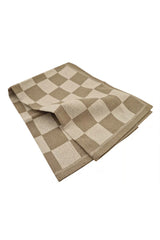 Towel beige checked, 47x50, recycled