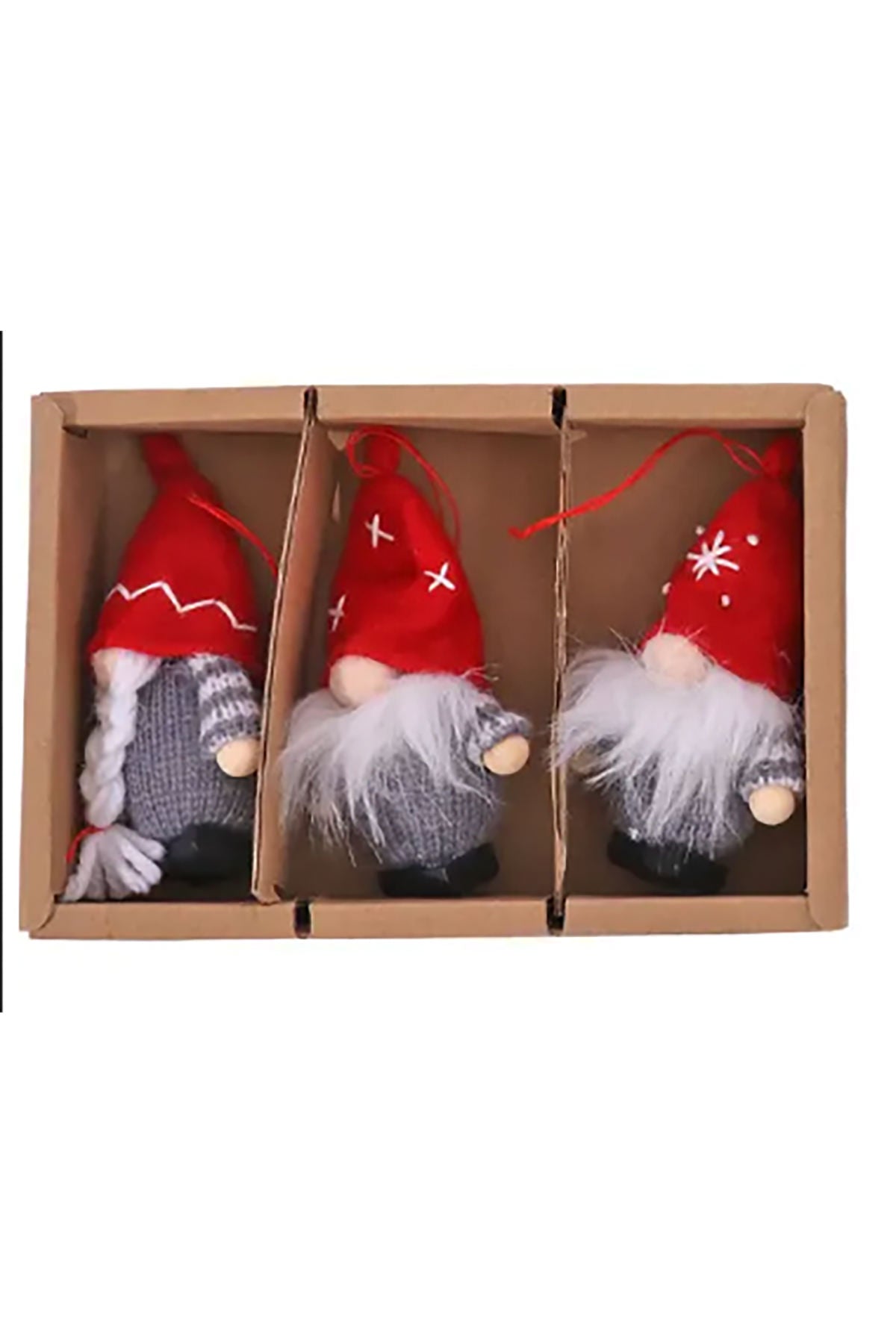 Set of 3 Christmas trolls Lasse for hanging | 19 cm