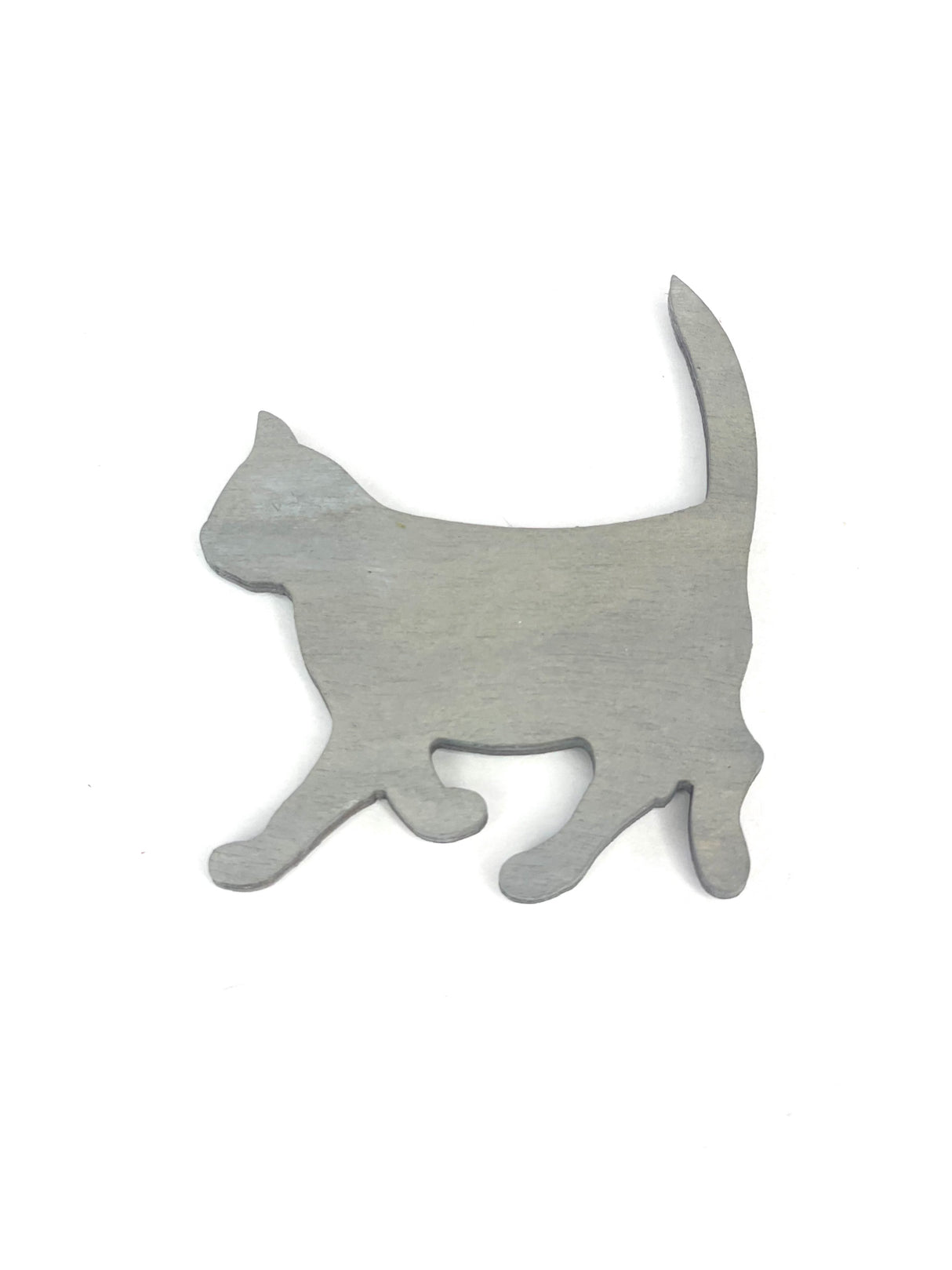 Magnet aus Holz Katze | grau, 7 cm