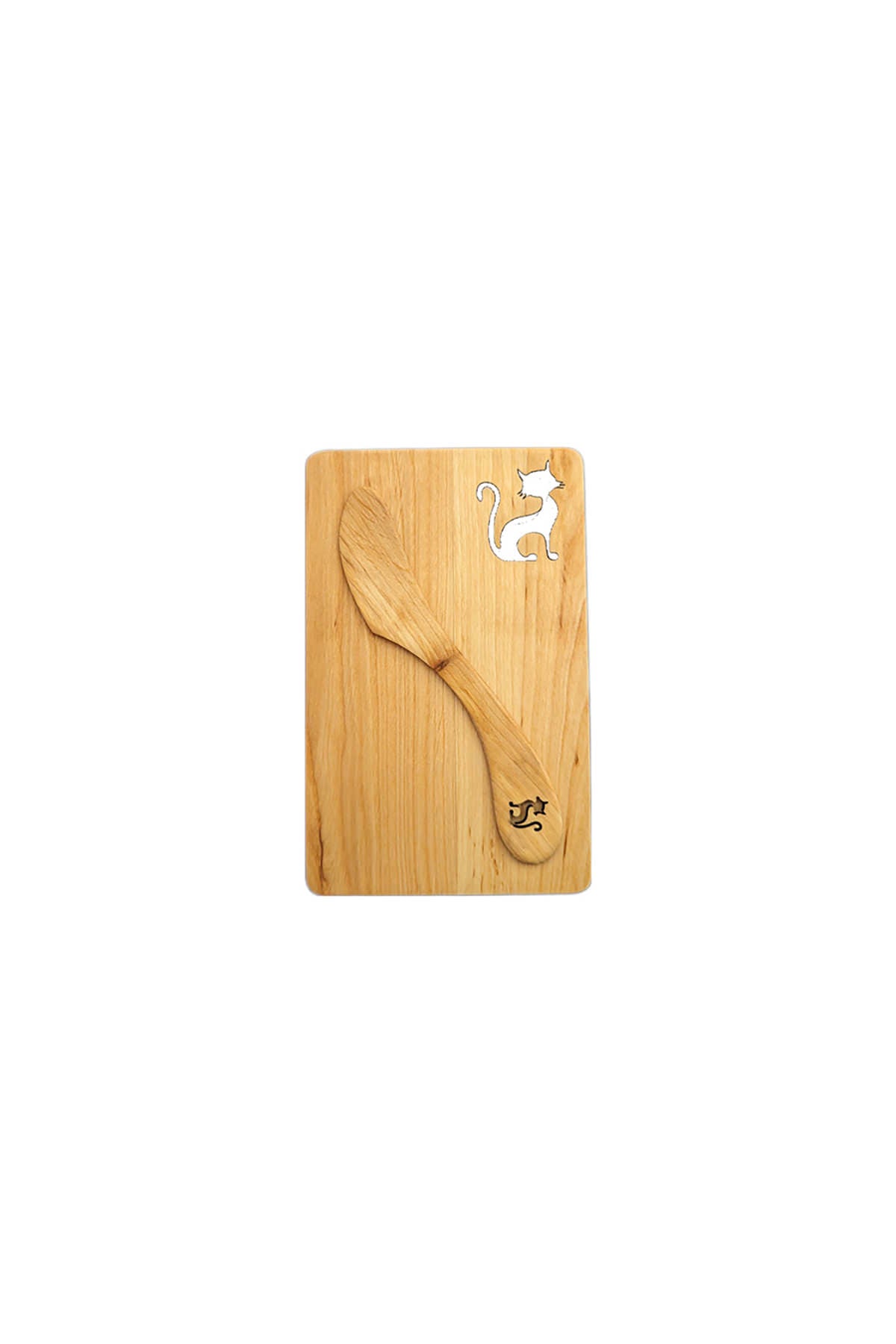 Bread board with butter knife made of alder wood | 19 x 12 cm | Various designs