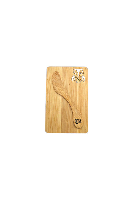 Bread board with butter knife made of alder wood | 19 x 12 cm | Various designs