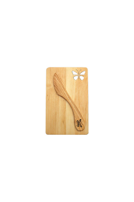 Bread board with butter knife made of alder wood | 19 x 12 cm | Various designs